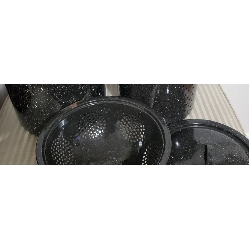 Vintage 4pcs Blancher Stock Pot with Drainer Insert